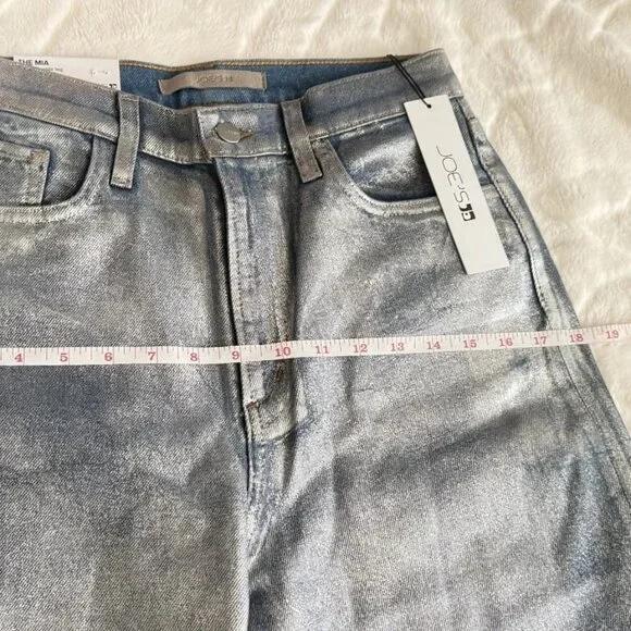 Joe's Jeans The Mia High Rise Foil Wide Leg Denim Party Indigo Metallic 28 NWT - Picture 9 of 15